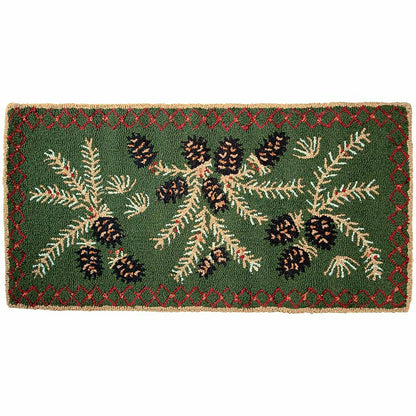 Hooked Wool Pine Cone Hearth Rug, 2' x 4' | Plow & Hearth