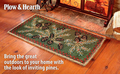 Hooked Wool Pine Cone Hearth Rug, 2' x 4' | Plow & Hearth