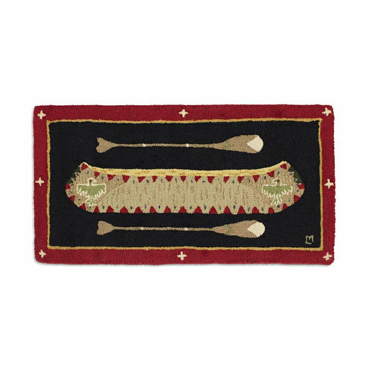 Hooked Wool Native American Longboat Canoe Accent Rug | Plow & Hearth