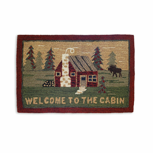 Hooked Wool Welcome to the Cabin Accent Rug | Plow & Hearth