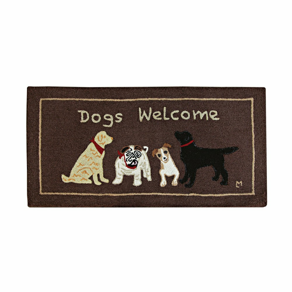 Dogs Welcome Hand-Hooked Wool Accent Rug, 24" x 48" | Plow & Hearth