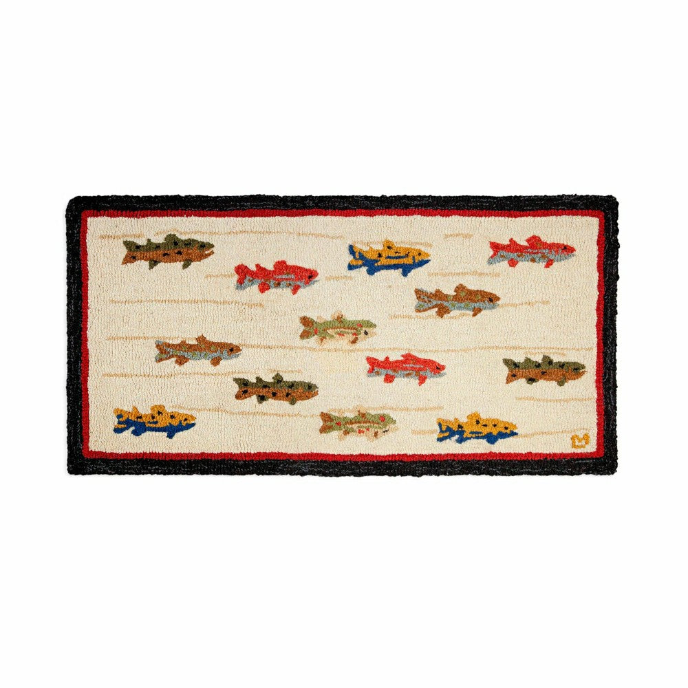 Summer Trout Hand-Hooked Wool Rug, 24" x 48" | Plow & Hearth