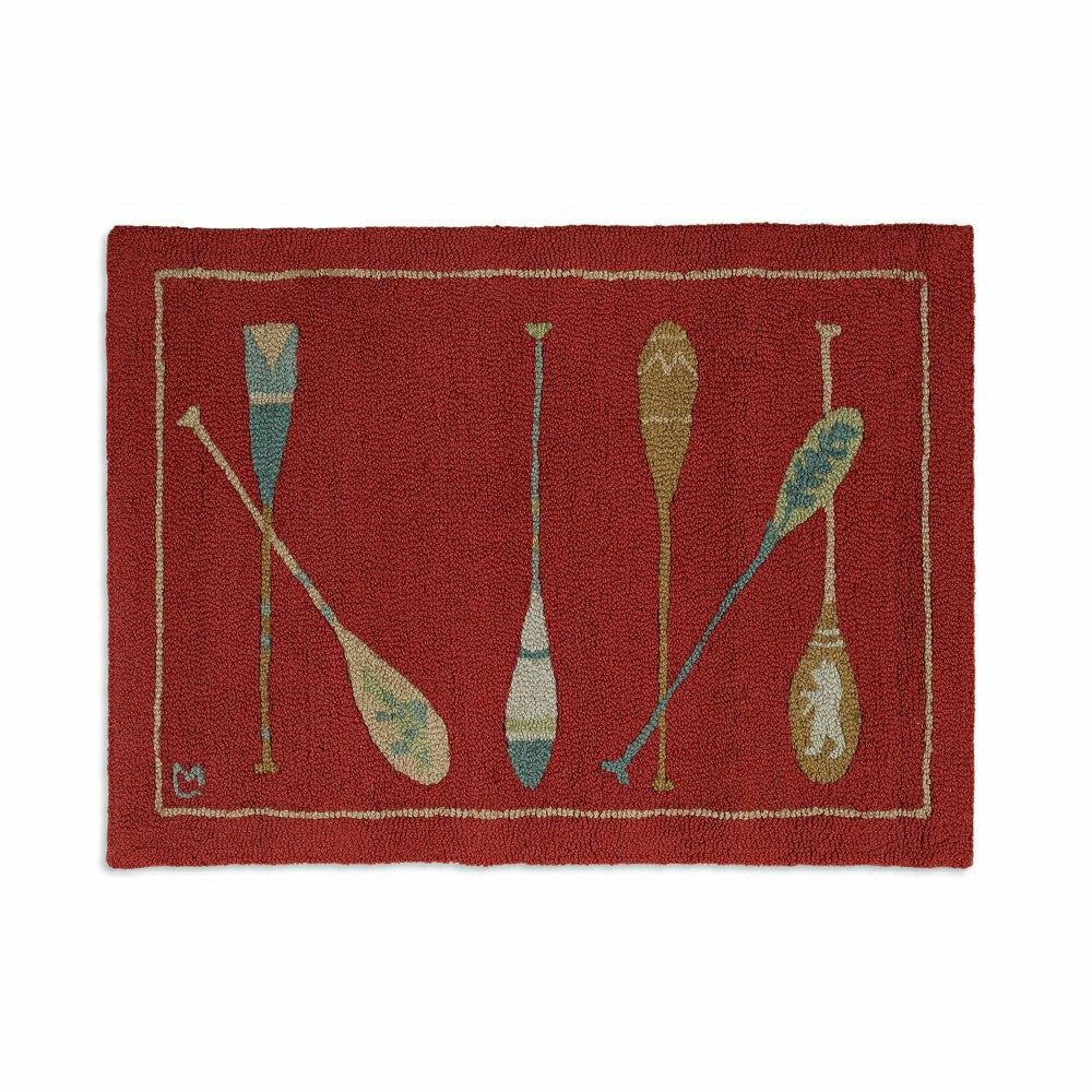 Hooked Wool Crimson Paddles Accent Rug | Plow & Hearth