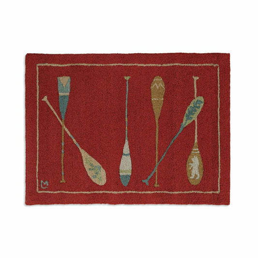 Hooked Wool Crimson Paddles Accent Rug | Plow & Hearth