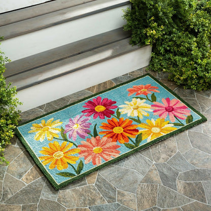 Indoor/Outdoor Hand-Hooked Polypropylene Pastel Posies Accent Rug | Plow & Hearth