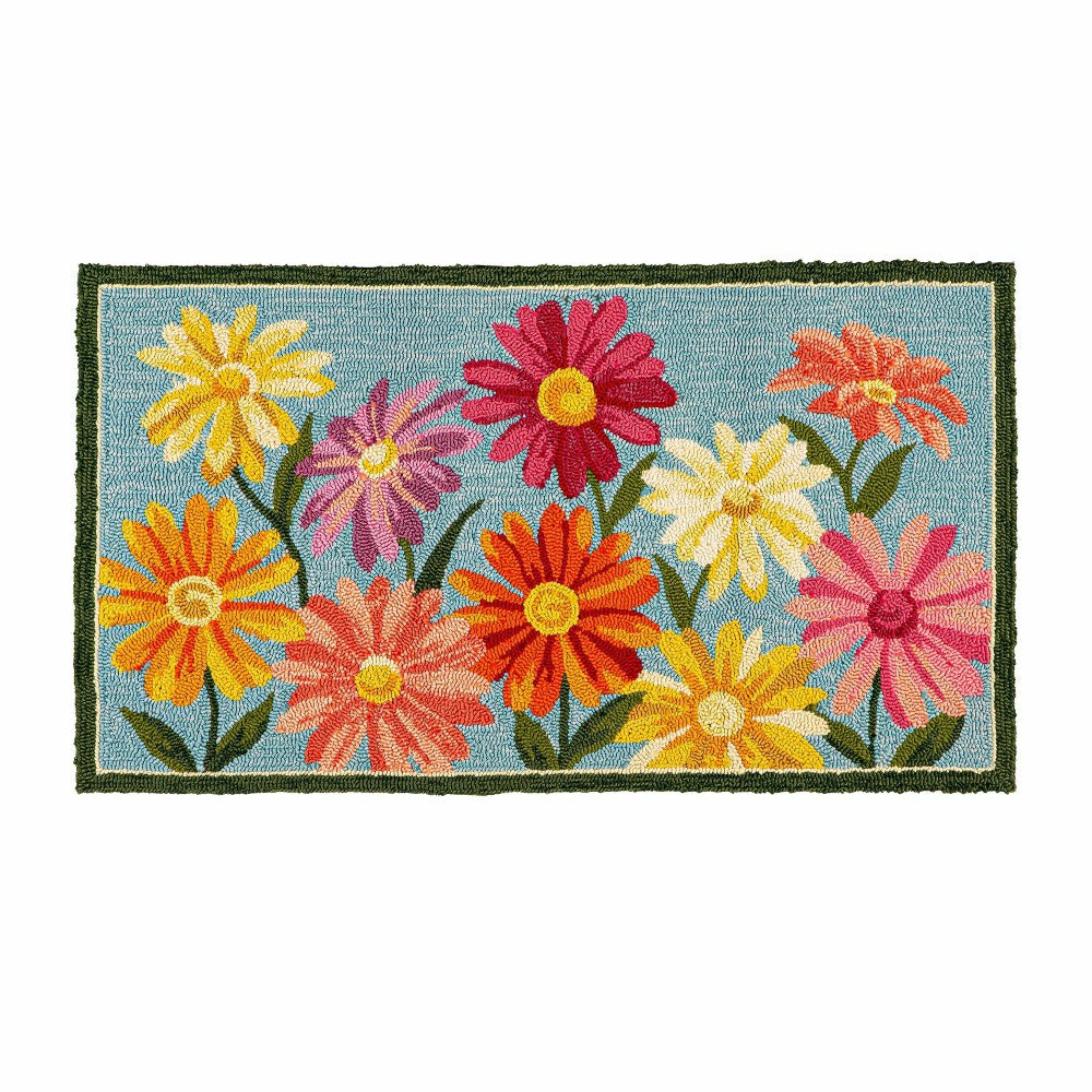 Indoor/Outdoor Hand-Hooked Polypropylene Pastel Posies Accent Rug | Plow & Hearth