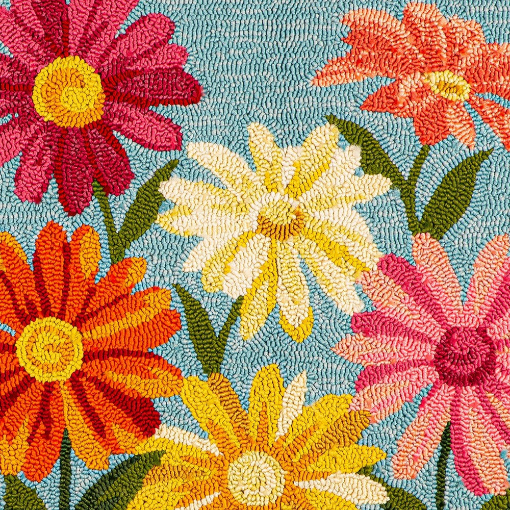 Indoor/Outdoor Hand-Hooked Polypropylene Pastel Posies Accent Rug | Plow & Hearth