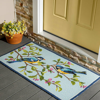 Indoor/Outdoor Hooked Polypropylene Birds in Branches Accent Rug 24"x4 | Plow & Hearth