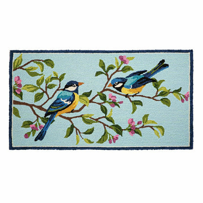 Indoor/Outdoor Hooked Polypropylene Birds in Branches Accent Rug 24"x4 | Plow & Hearth