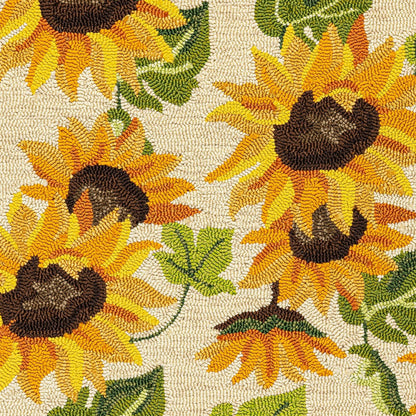 Indoor/Outdoor Sunflower Hooked Polypropylene Accent Rug 24"x42" | Plow & Hearth