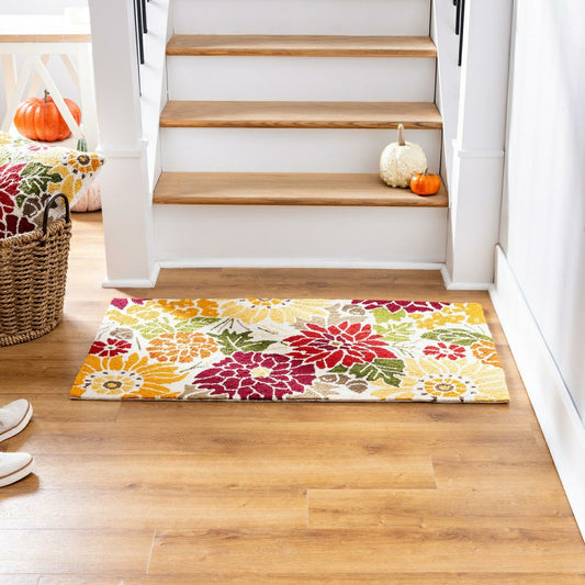 Indoor/Outdoor Fall Florals Polypropylene Accent Rug 24"x42" | Plow & Hearth