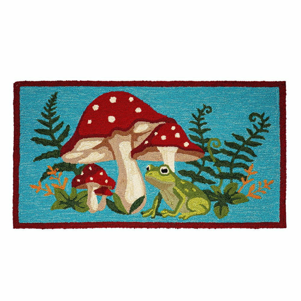 Indoor/Outdoor Hooked Polypropylene Mushroom Umbrella Accent Rug 24"x4 | Plow & Hearth