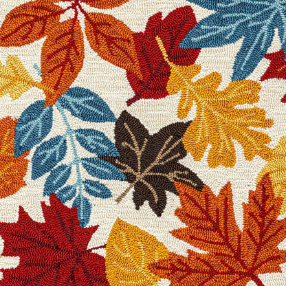 Indoor/Outdoor Fall Leaves Hooked Polypropylene Accent Rug 24"x42" | Plow & Hearth