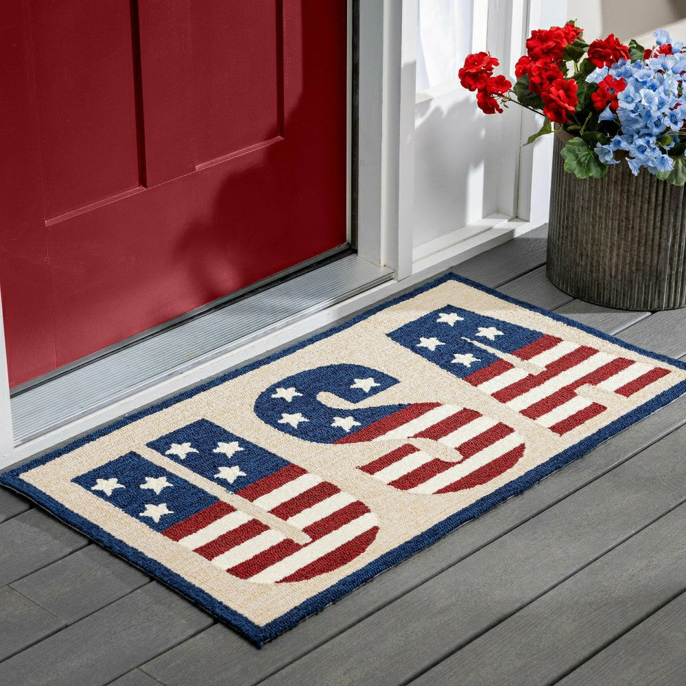 Indoor/Outdoor Hooked Polypropylene USA Pride Accent Rug 24" x 42" | Plow & Hearth