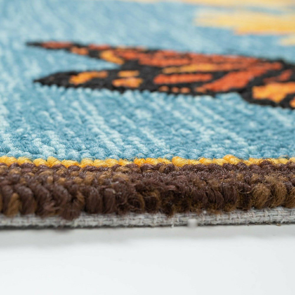 Indoor/Outdoor Sunflower and Butterfly Hooked Polypropylene Accent Rug | Plow & Hearth