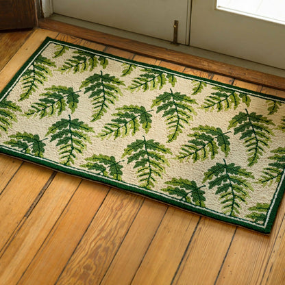 Indoor/Outdoor Fern Hooked Accent Rug | Plow & Hearth