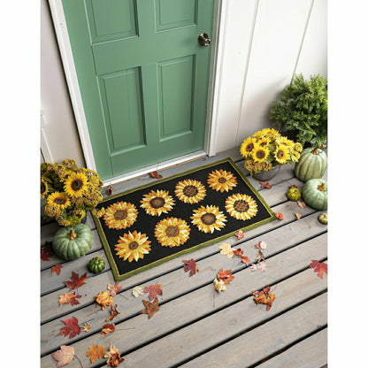 Indoor/Outdoor Sunflower Fields Hand-Hooked Polypropylene Accent Rug | Plow & Hearth