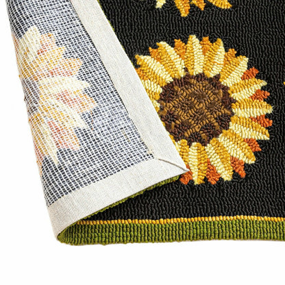 Indoor/Outdoor Sunflower Fields Hand-Hooked Polypropylene Accent Rug | Plow & Hearth