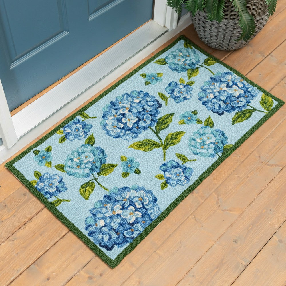 VivaStyle Indoor/Outdoor Hooked Rug, 24"x42", Hydrangea Haven | Plow & Hearth