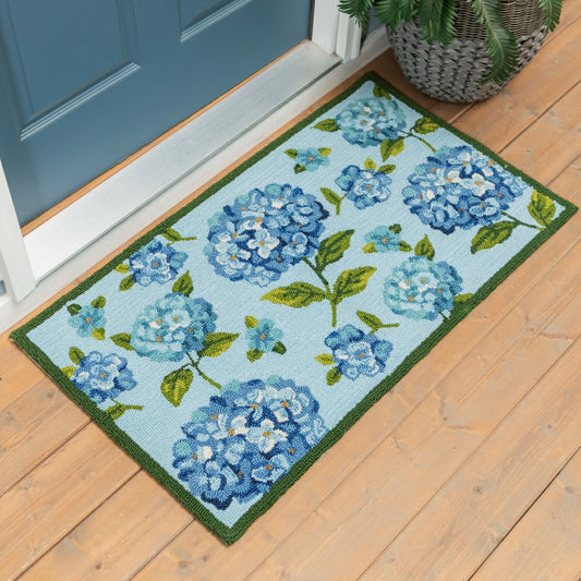 VivaStyle Indoor/Outdoor Hooked Rug, 24"x42", Hydrangea Haven | Plow & Hearth