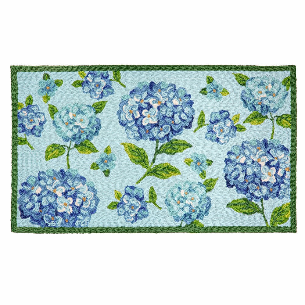 VivaStyle Indoor/Outdoor Hooked Rug, 24"x42", Hydrangea Haven | Plow & Hearth