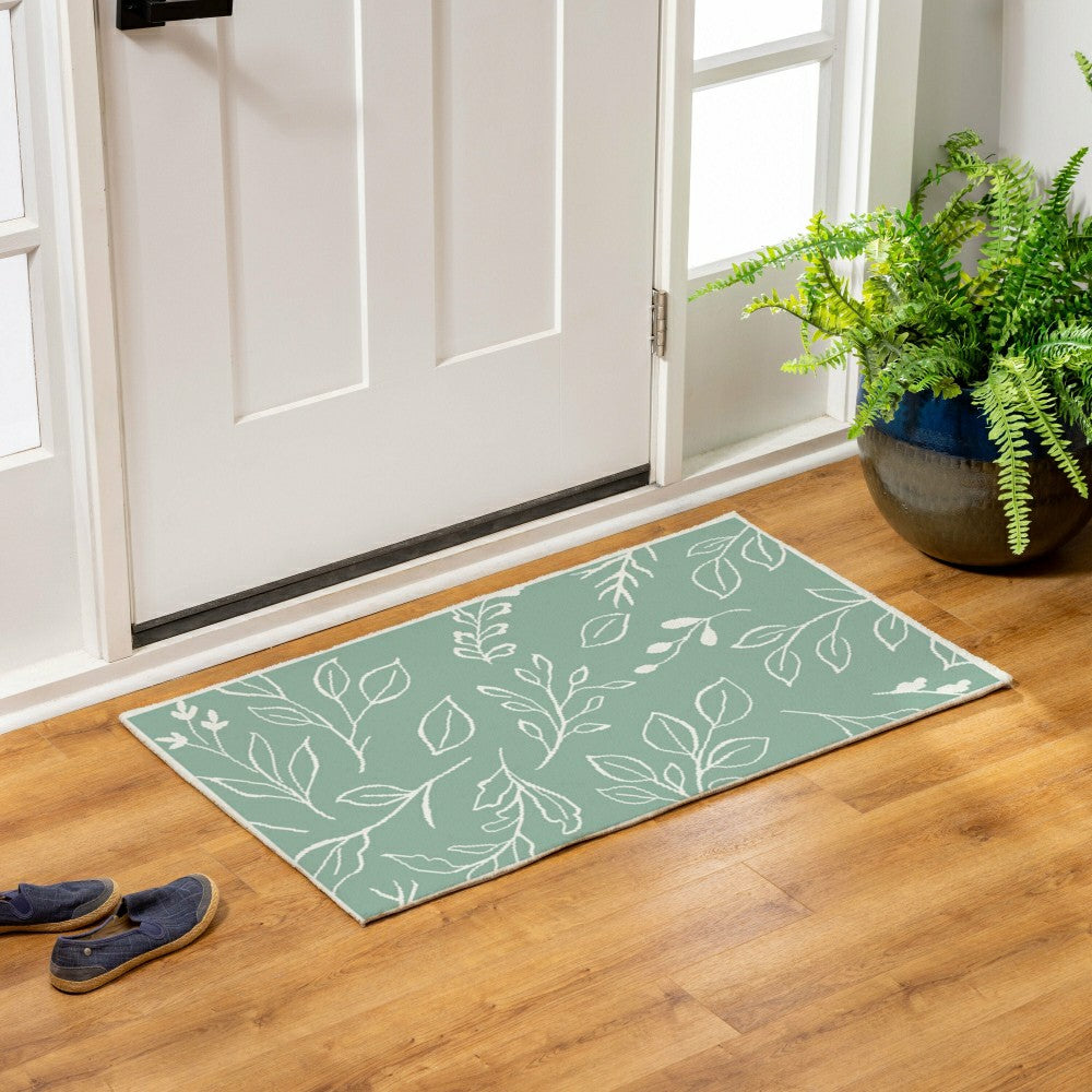 Verdant Greenery Indoor/Outdoor Hooked Rug 24"x42" | Plow & Hearth