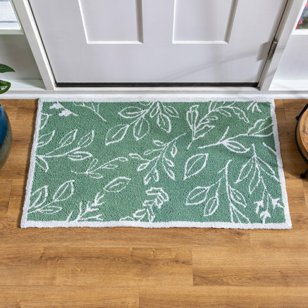 Verdant Greenery Indoor/Outdoor Hooked Rug 24"x42" | Plow & Hearth