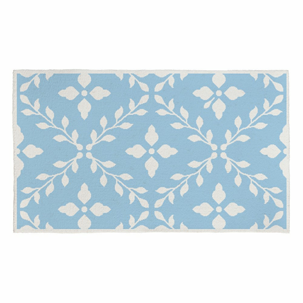 Light Blue Diamonds Indoor/Outdoor Hooked Rug 24"x42" | Plow & Hearth