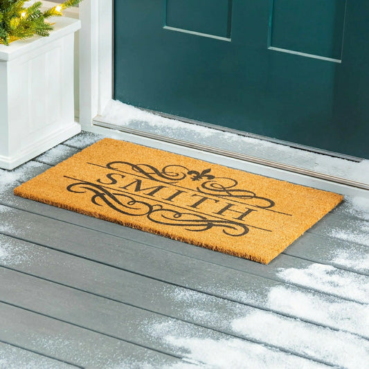Fleur De Lis Personalized Coir Door Mat, 18" x 30" | Plow & Hearth