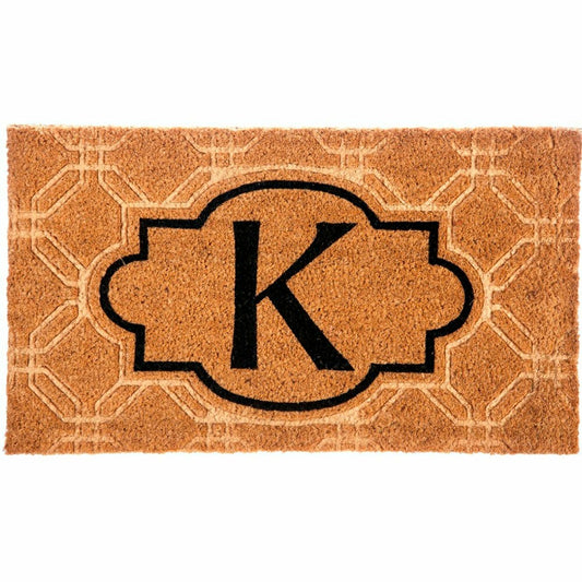 Monogram 'K' Embossed Decorative Coir Mat, 28" x 16" | Plow & Hearth