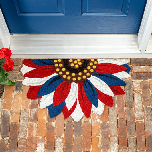 Patriotic Sunflower Shaped Coir Mat | Plow & Hearth