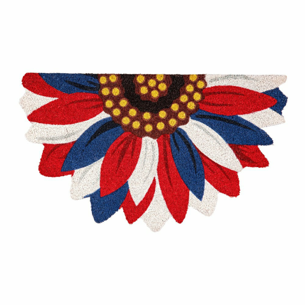 Patriotic Sunflower Shaped Coir Mat | Plow & Hearth