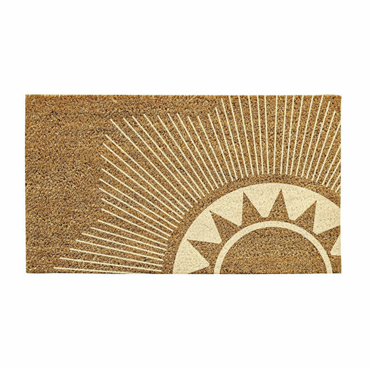 Geometric Sun Natural Coir Mat, 30"L x 18"H | Plow & Hearth