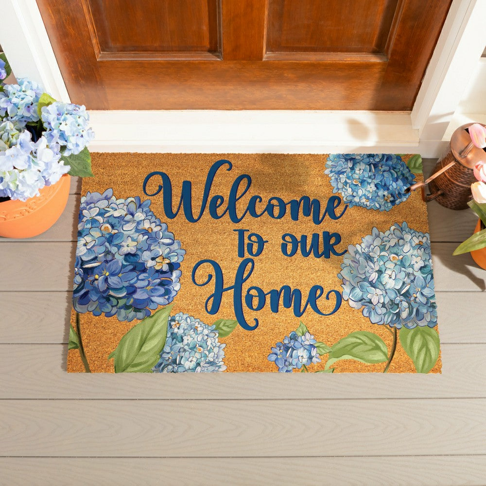 Hydrangea Haven Coir Mat, 36"x24" | Plow & Hearth
