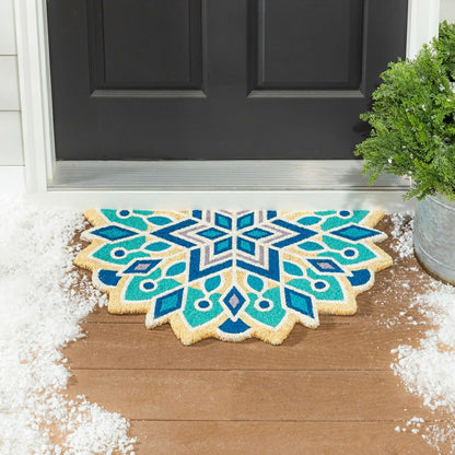 Vibrant Snowflake Shaped Coir Mat | Plow & Hearth