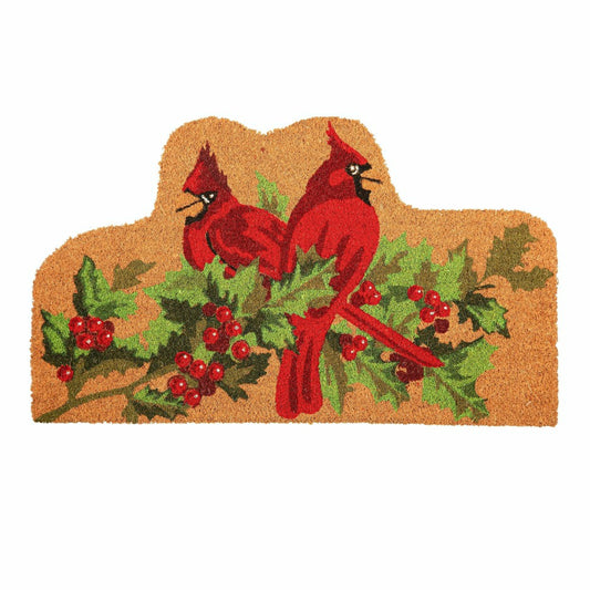 Holiday Cardinals Shaped Coir Mat | Plow & Hearth