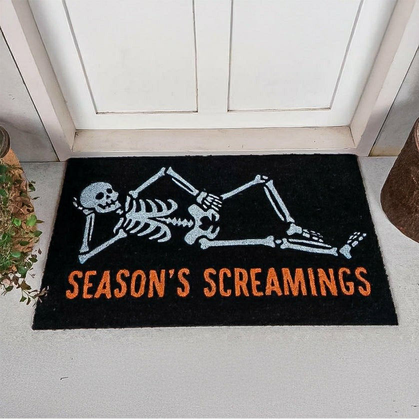 Skeleton "Season's Screamings" Coir Doormat | Plow & Hearth