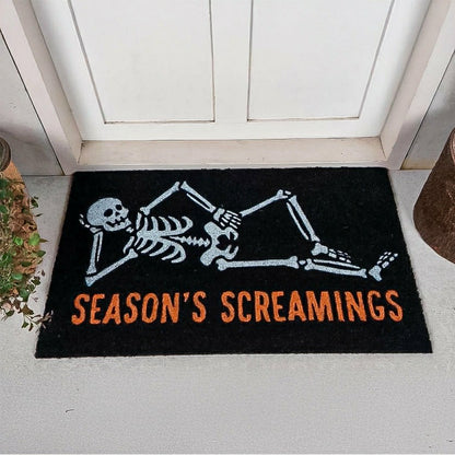 Skeleton "Season's Screamings" Coir Doormat | Plow & Hearth