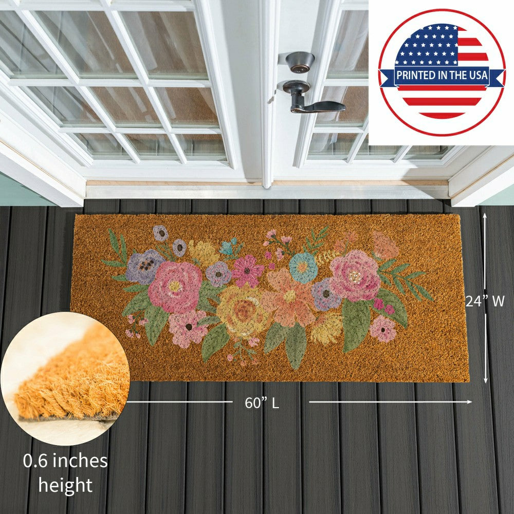 Bunny Blooms Spring Blossom, Coir Mat, 60"x24" | Plow & Hearth