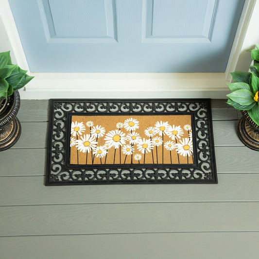 EG Studio Home Coordinates Dandelion Flocked Coir Sassafras Switch Mat 22"x10" | Plow & Hearth