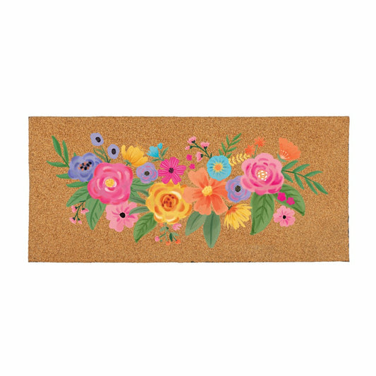 Bunny Blooms Spring Blossom, Flocked Coir Sassafras Switch Mat 22"x10" | Plow & Hearth