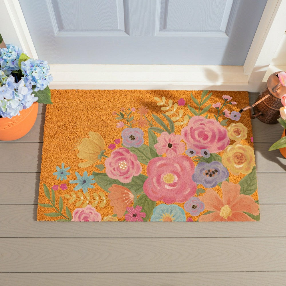 Bunny Blooms Spring Blossom, Coir Mat, 36"x24" | Plow & Hearth