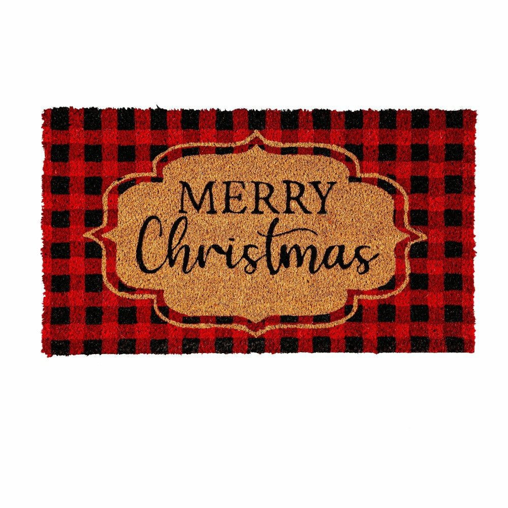 Buffalo Check Christmas Coir Mat, 28" X 16" | Plow & Hearth