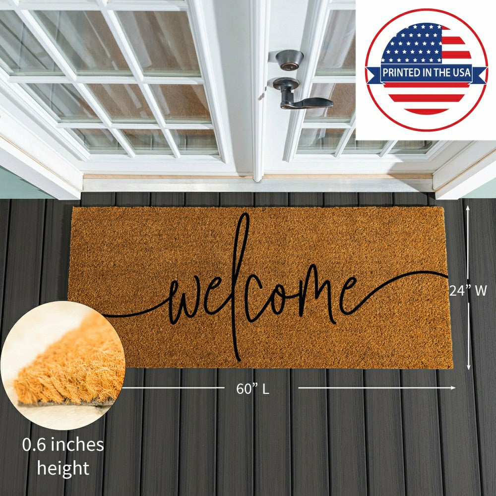 Oversized Welcome Coir Mat, 60"x24" | Plow & Hearth