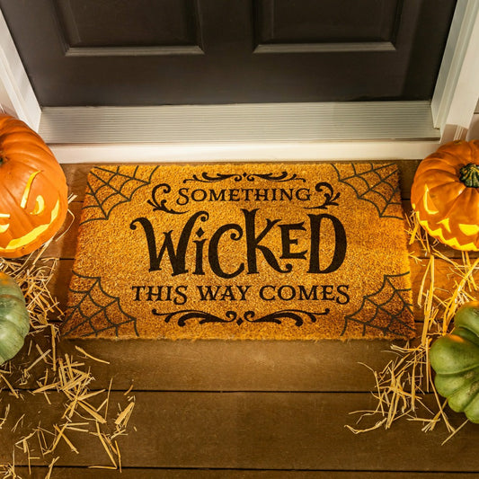 HALLOWEEN Coir Mat, "SOMETHING WICKED THIS WAY COMES",28"x16" | Plow & Hearth