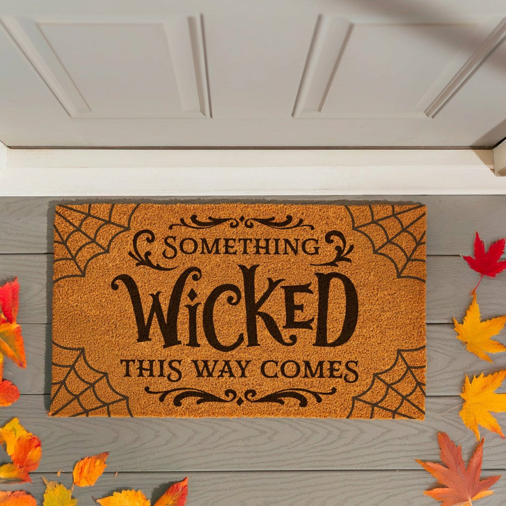HALLOWEEN Coir Mat, "SOMETHING WICKED THIS WAY COMES",28"x16" | Plow & Hearth