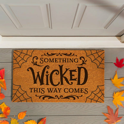 HALLOWEEN Coir Mat, "SOMETHING WICKED THIS WAY COMES",28"x16" | Plow & Hearth