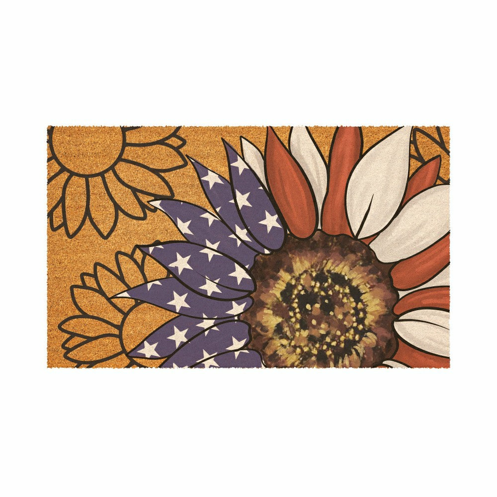 American Classic Patriotic Sunflower, Coir Mat 30"x18" | Plow & Hearth