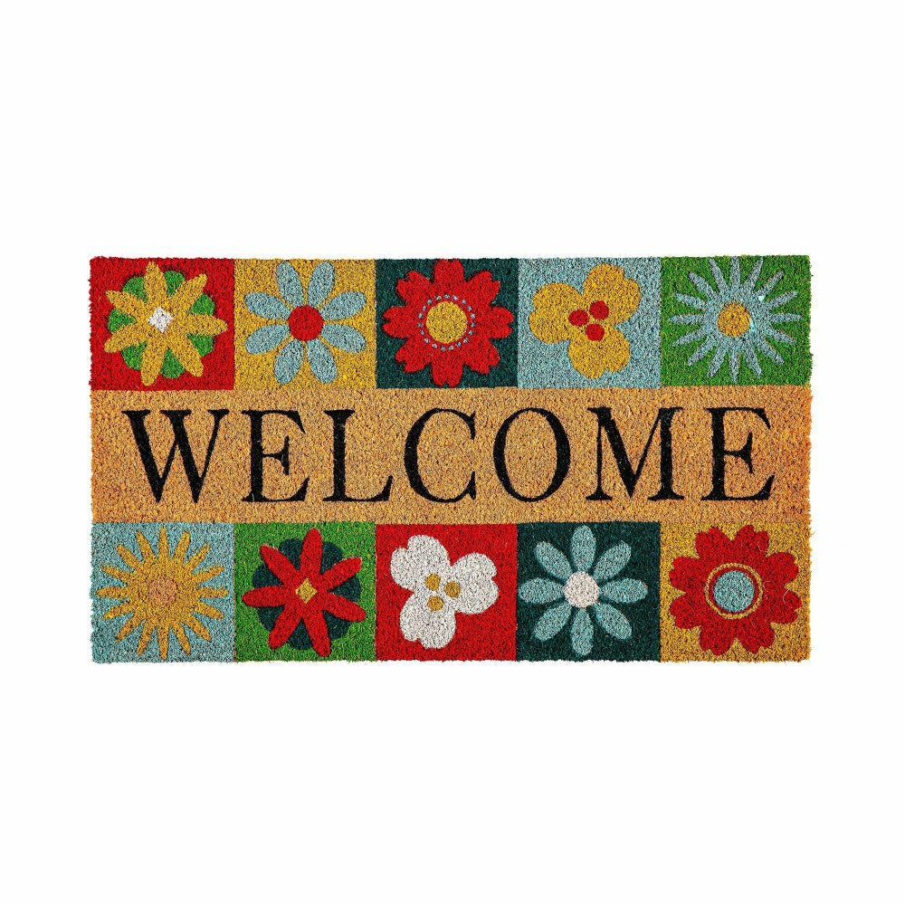 Big Bold Florals Welcome Tiles Coir Mat | Plow & Hearth
