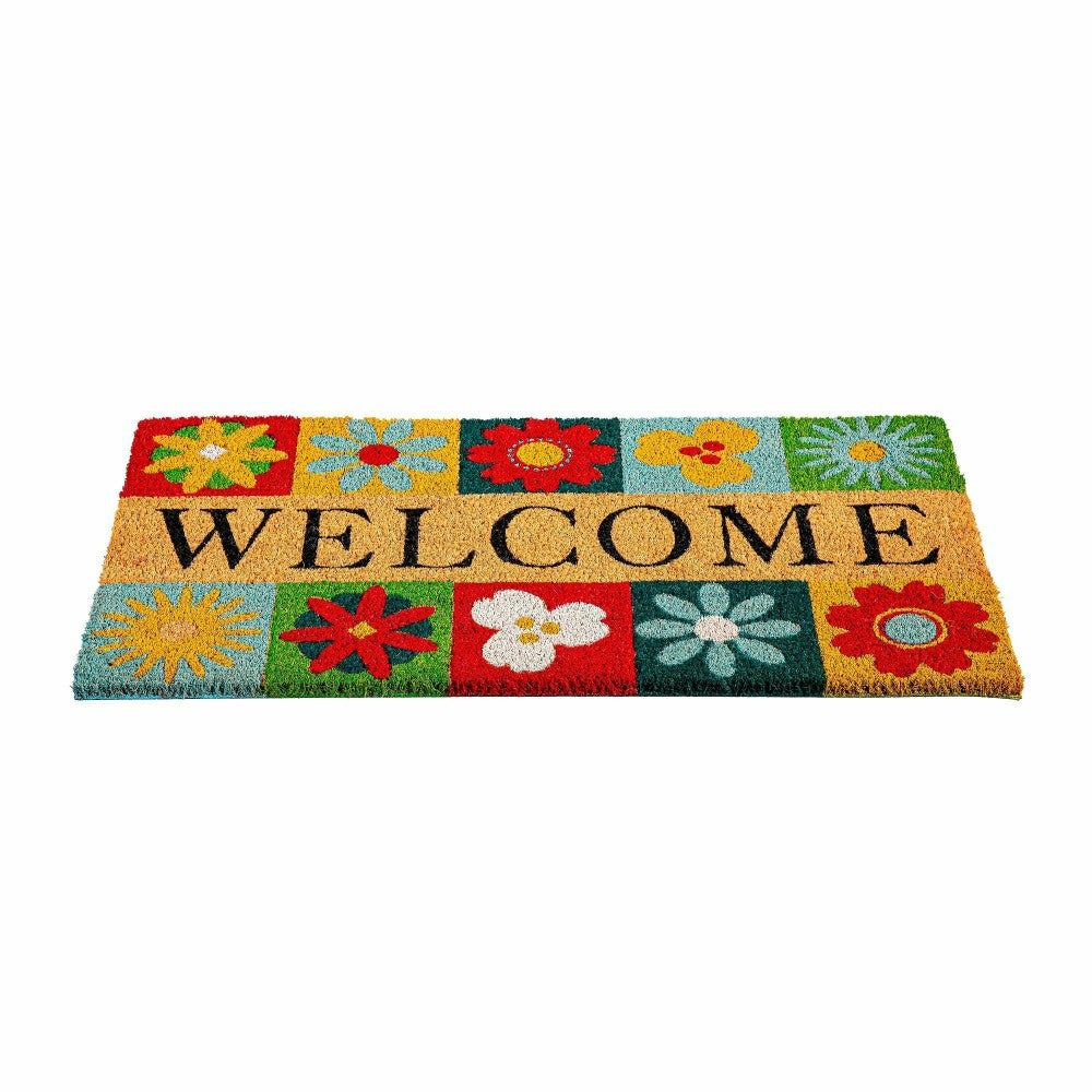 Big Bold Florals Welcome Tiles Coir Mat | Plow & Hearth